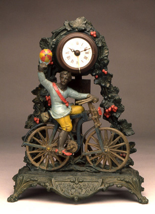 Paris-Brest Race Trophy, ca. 1893<br>
Cast polychromed white metal<br>
France