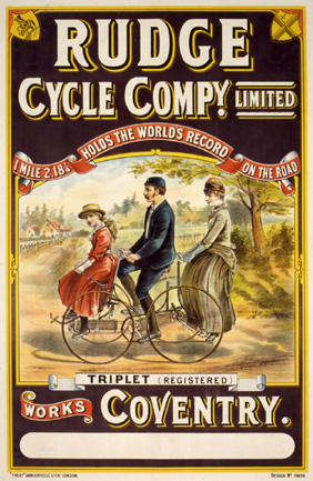 Rudge Cycle Co., ca. 1890<br>
Anonymous<br>
Lithograph<br>
England