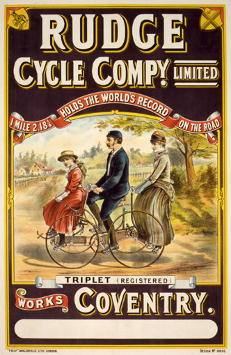 Rudge Cycle Co., ca. 1890<br>
Anonymous<br>
Lithograph<br>
England